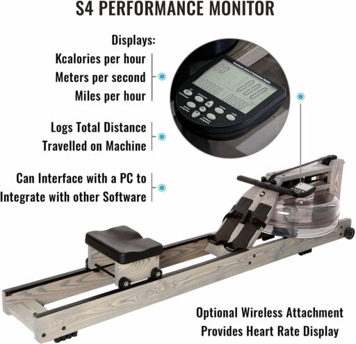 WaterRower Driftwood Rowing Machine with an S4 monitor